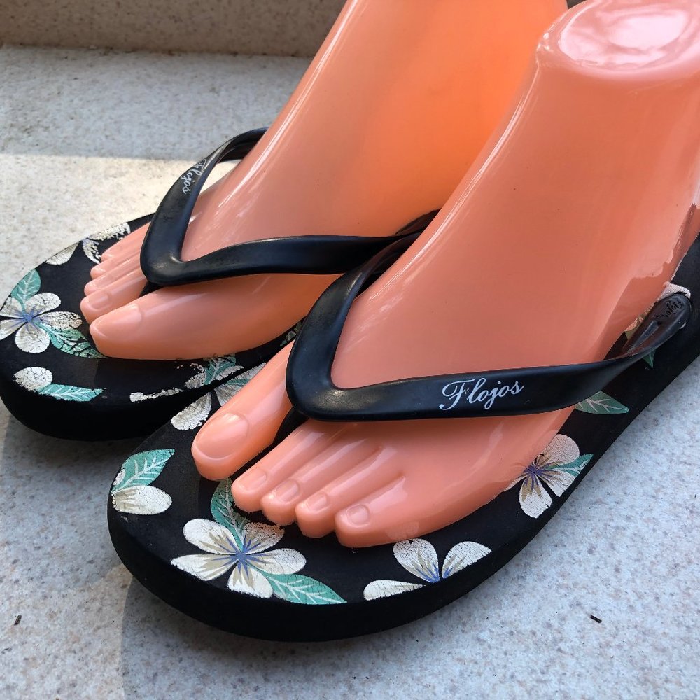 Flojos Floral Lightweight Flip Flops Shoes Size 10